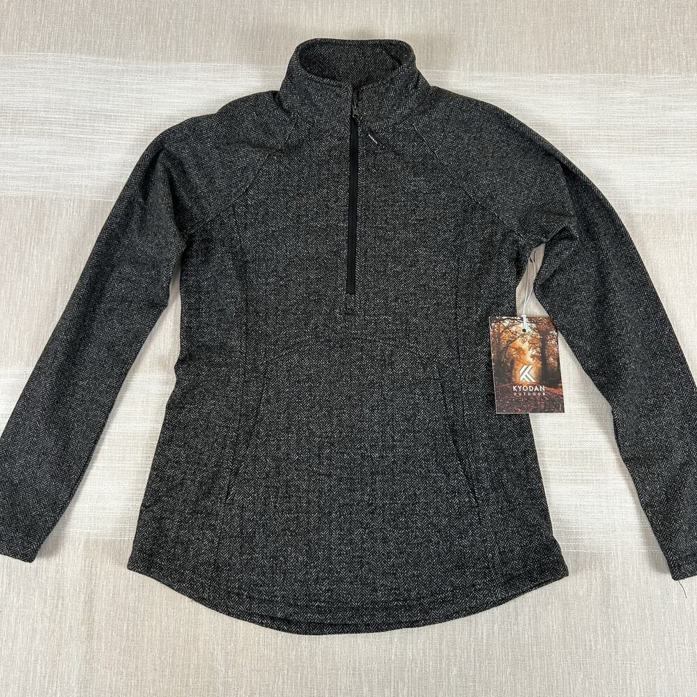 NWT Kyodan Outdoor Women's Sz P/S Gray 1/4 Zip Pullover Small Petite Herringbone